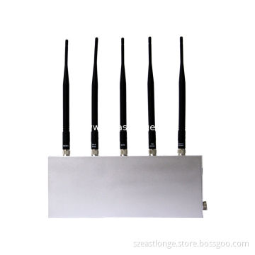 Est-808d Gsm Mobile Phone Signal Jammer 33dbm ( 5 Antenna ) , 930 - 960mhz